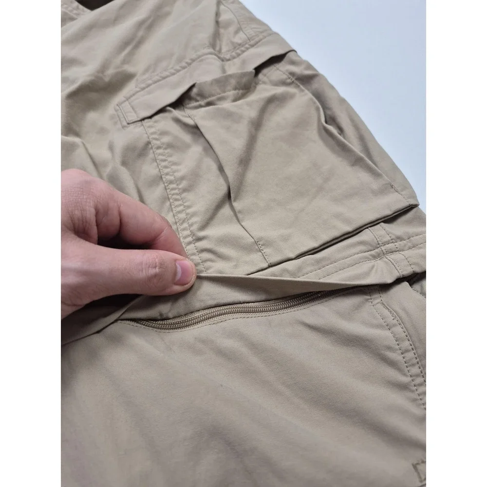 REI Co-op Convertible Pants Mens 40x30 Beige Hiking Zip Pocket Stretch Outdoor